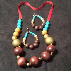 H&M Beaded Necklace with Matching Earrings